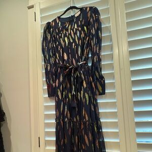 Elegant Multicolor Leaf Print Dress